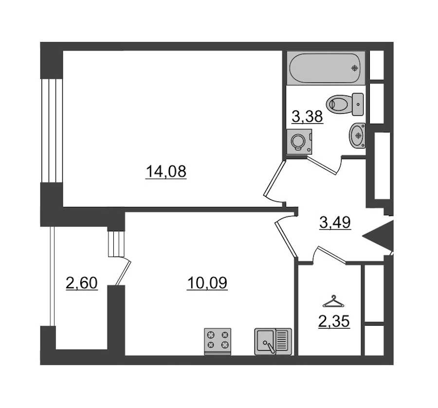 Однокомнатная квартира в : площадь 34.69 м2 , этаж: 5 – купить в Санкт-Петербурге